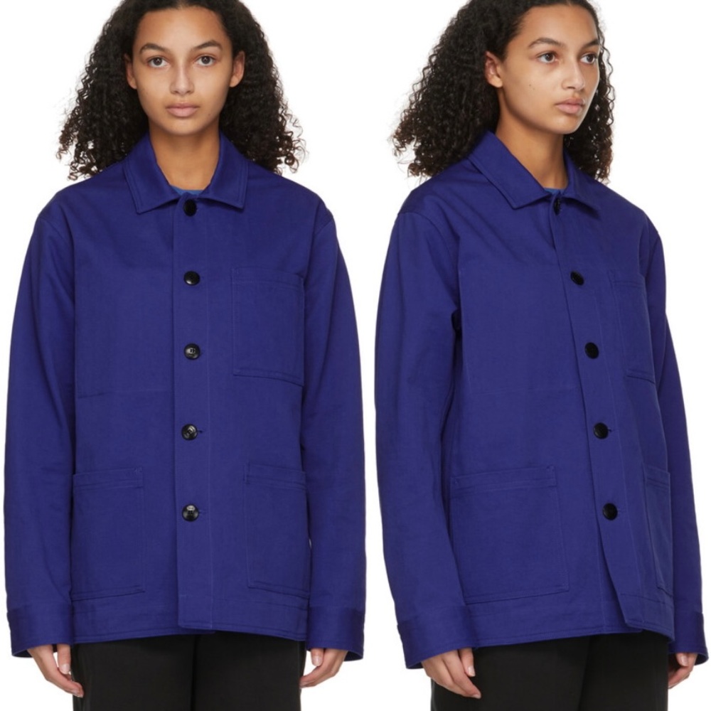 SSENSE Exclusive Jeremy O. Harris Blue Twill Chore Jacket